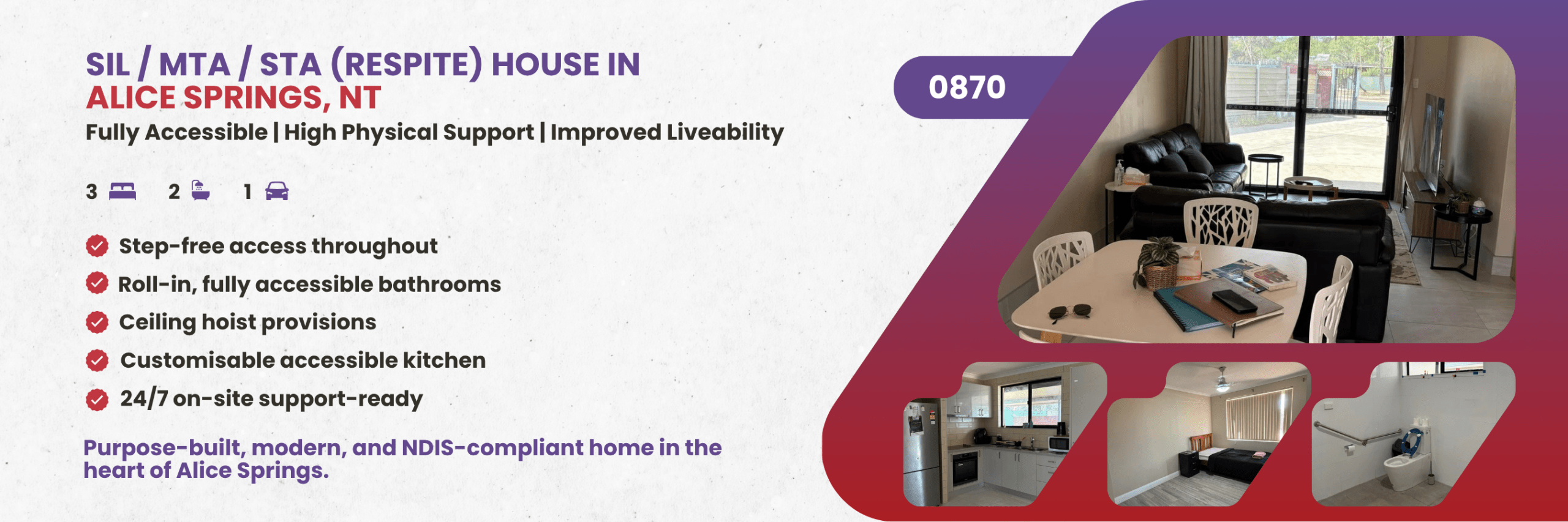 SIL / MTA / STA (Respite) House in Alice Springs, NT
